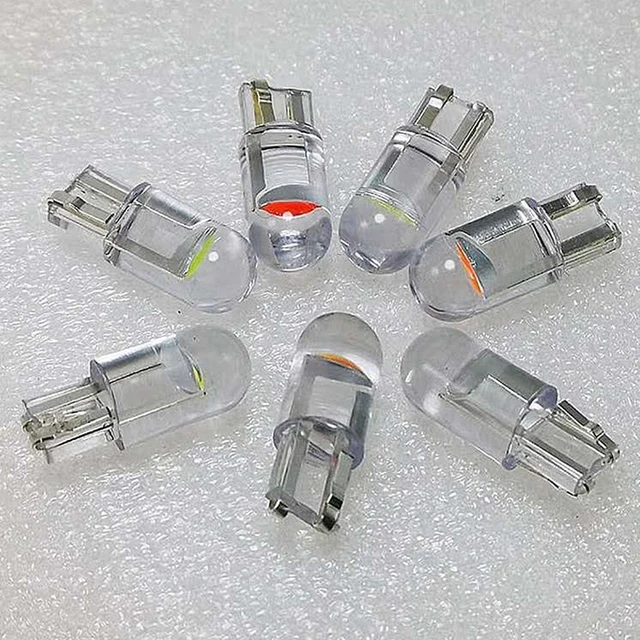 2Pcs W5W 194 T10 Glass Housing Cob Car Led Light Bulb 6000K White Green Blue Red Wedge License Plate Lamp Dome Light White