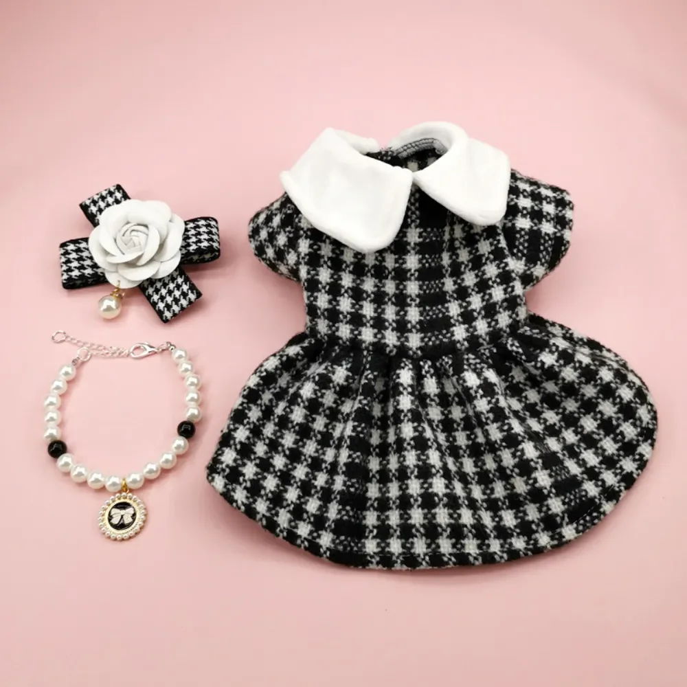 

Dog Dress Autumn Winter Warm Sweet Dress Set Velvet Dress with Accessories Pet Dress for Puppy Medium Dogs Winter Pet Skirt