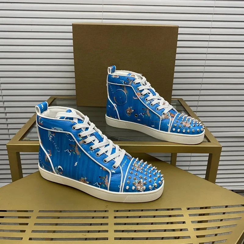 

Top Quality Red Sole Womens Trendy Casual Shoes Luxury Mens Real Leather Shoes Couple Rock Tide Shoes Designr Sneakers