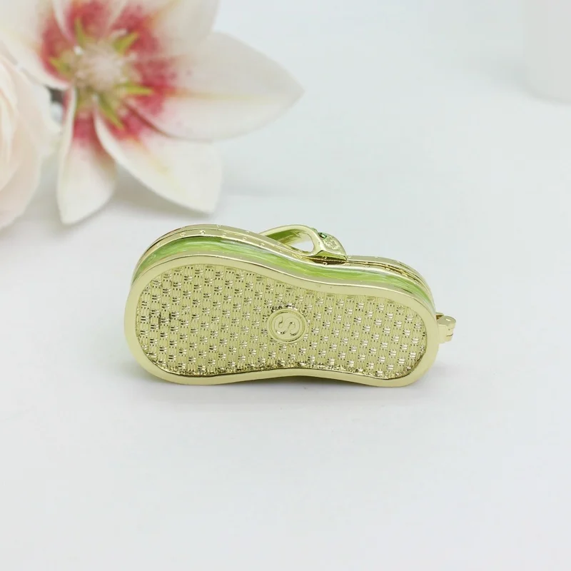 SHINNYGIFTS Handbemalte Flip-Flops-Schmuckschatulle mit Kristall-Emaille-Design, Schmuckstück, Andenken, Organizer, Heim-Badezimmer-Schreibtisch-Dekoration – Detail 5