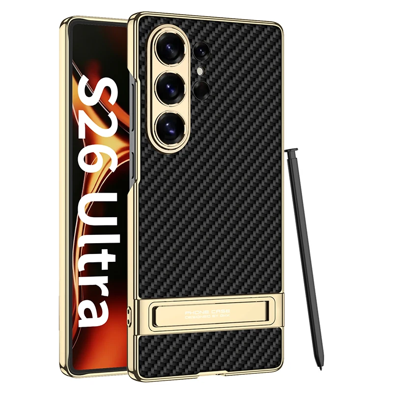 Luxury Electroplated Leather Ultra-Thin Phone Case with Stand and Pen Holder