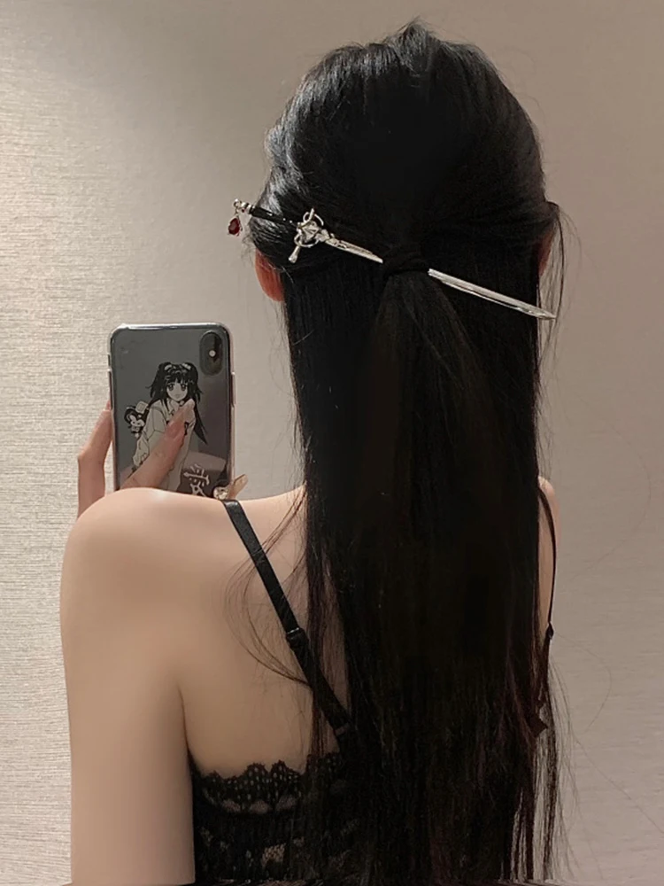 Schwert-Haarnadel-Kopfschmuck für Frauen, chinesischer Stil, Vintage-Haarspangen, Haarstyling, Pferdeschwanz-Halter, Haaraccessoires, Schmuck – Detail 5