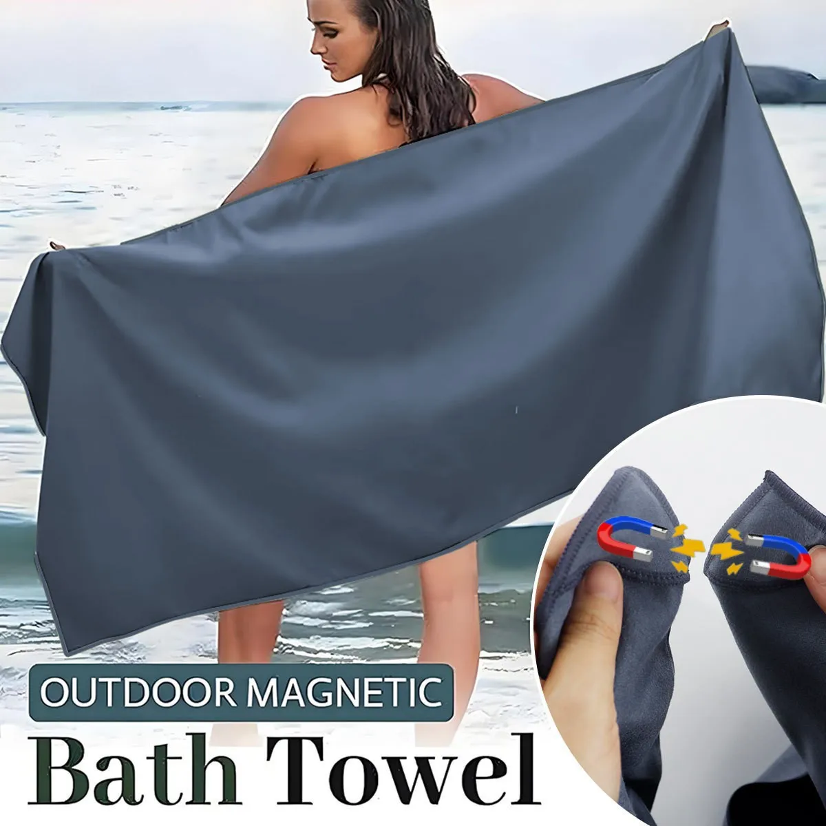 Magnetic Quick-Dry Microfiber Towel for Beach, Yoga, and Fitness
