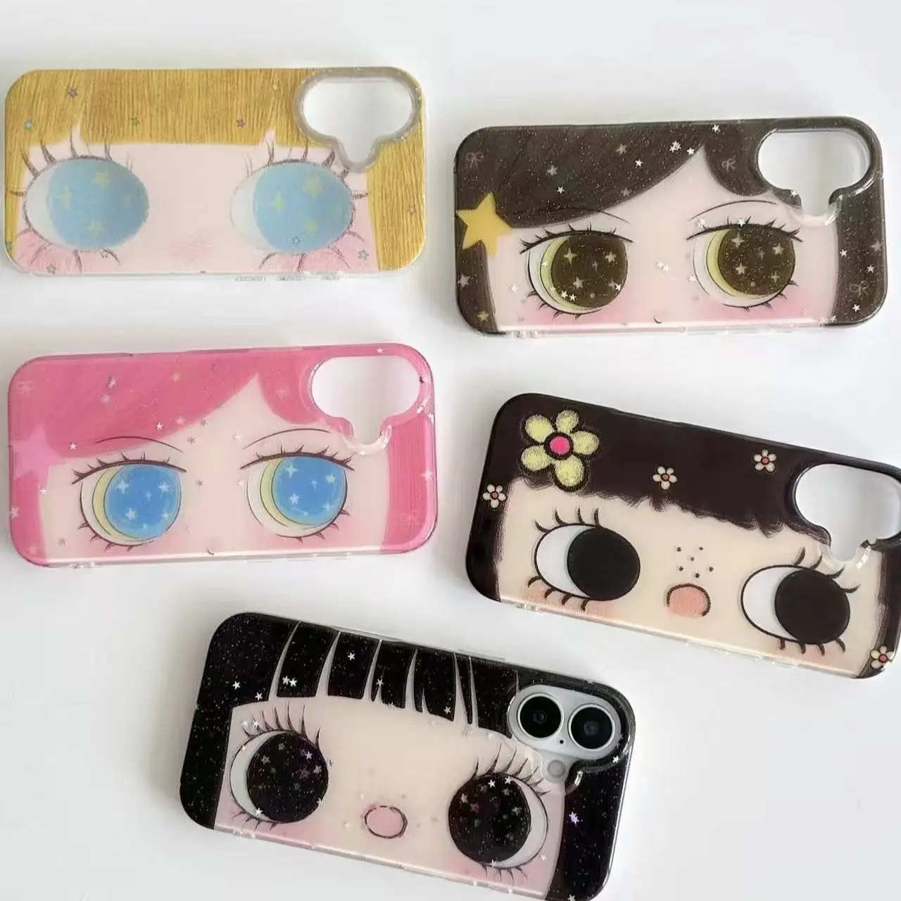 Kawaii Girl Big Eyes Phone Case - Charming Graphic Back Cover