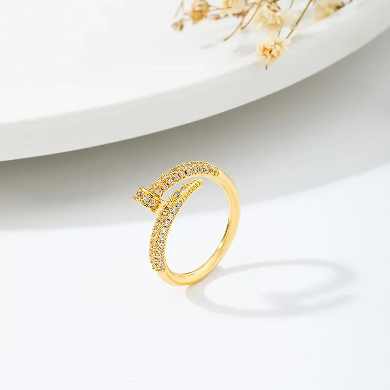 Finger Ring Adjustable Rings Women Adjustable Nail Ring Korean Fashion Punk Cubic Zirconia Ring Daily Simple Jewelry