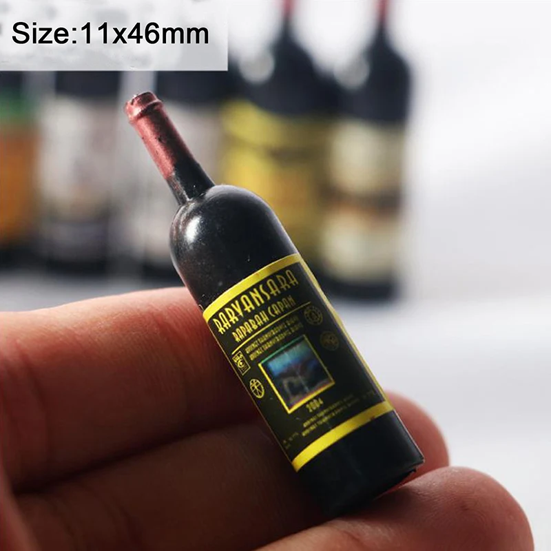 5Pcs 1/12 Dollhouse Miniature Red Wine Bottle Simulation Accessories For Food Play Toy Decoration,pretend food toys