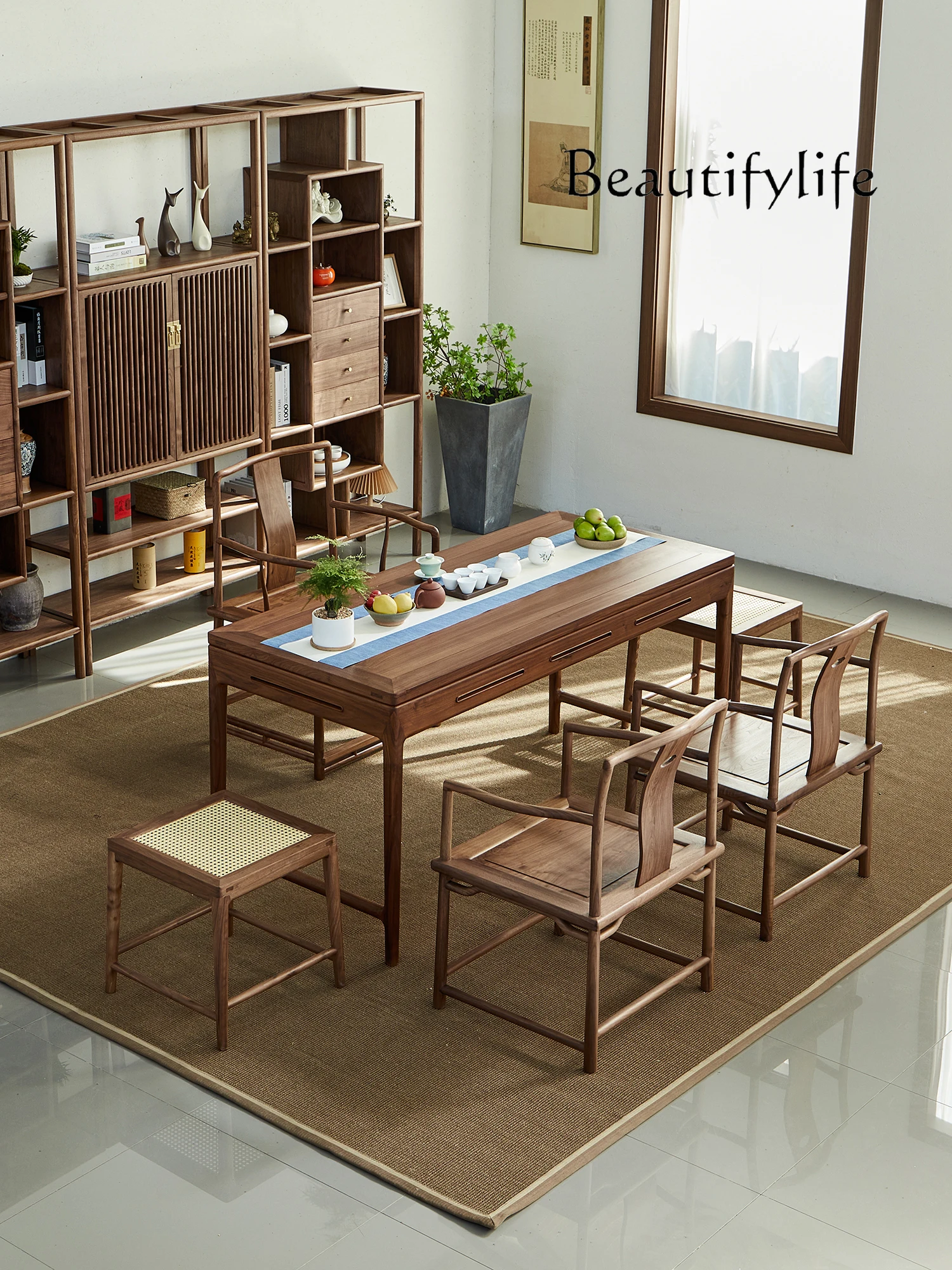 

New Chinese Zen Solid Wood Calligraphy Desk with Drawer