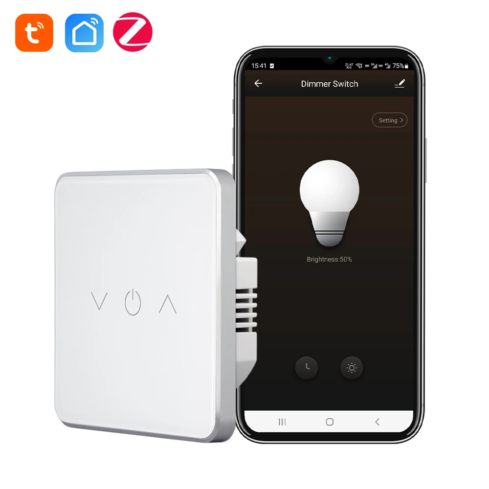 Tuya Zigbee Dimmer Light Switch Per Lampada A Led Touch Glass Panel Funziona Con Amazon Alexa Google Home Eu Uk Standard
