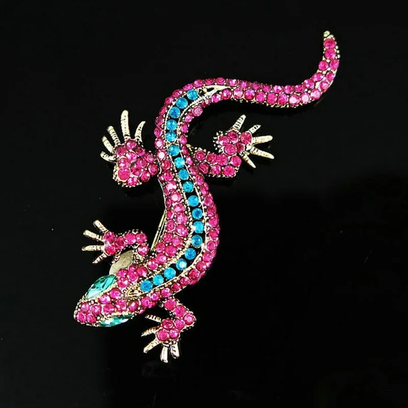 Vintage red lizard brooches for woman clothes hat accessories