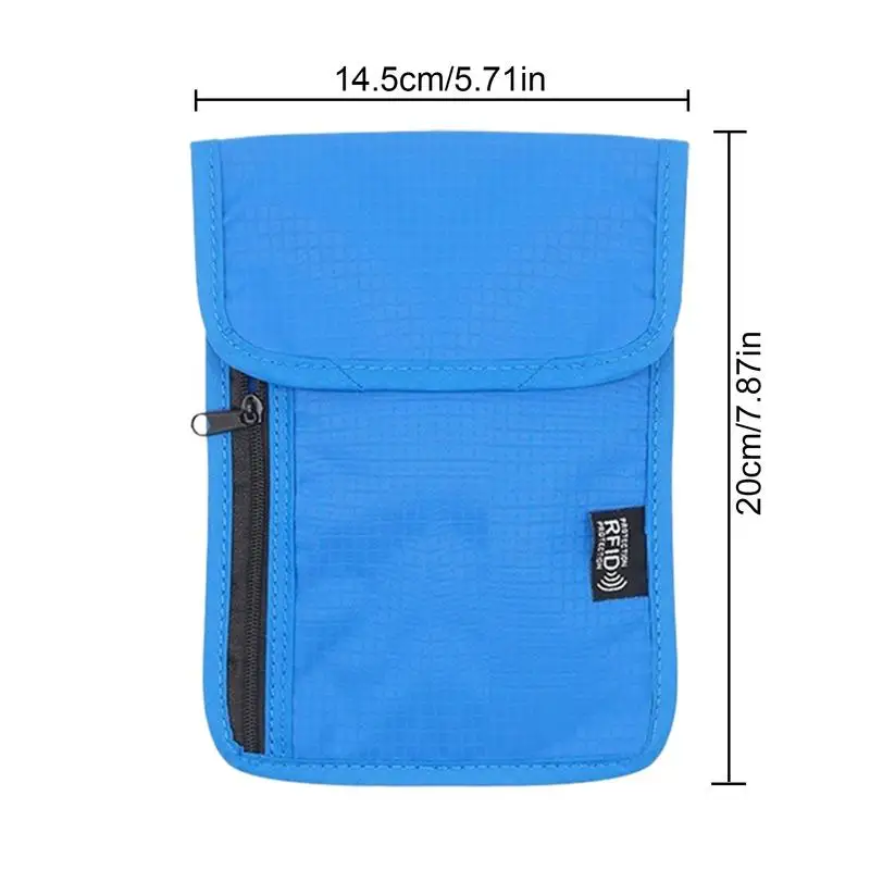 Passport Wallet RFID Blocking Neck Pouch Card Holder Pickpocket Proof Bag With Adjustable Neck Strap For Passport Document Phone 6