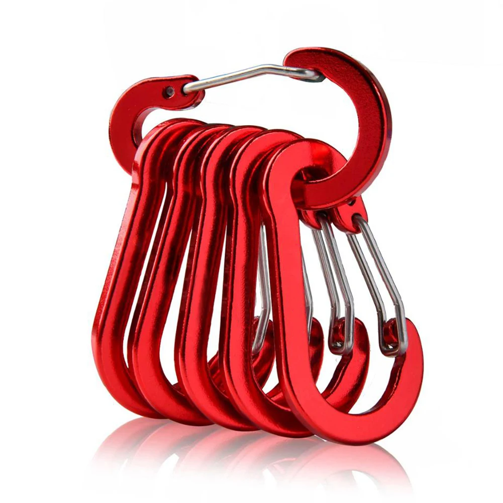 6Pcs Mini Carabiner Buckle Hook D Shape Carabiner Spring Snap Clip Multifunctional Fishing Climbing Acessories