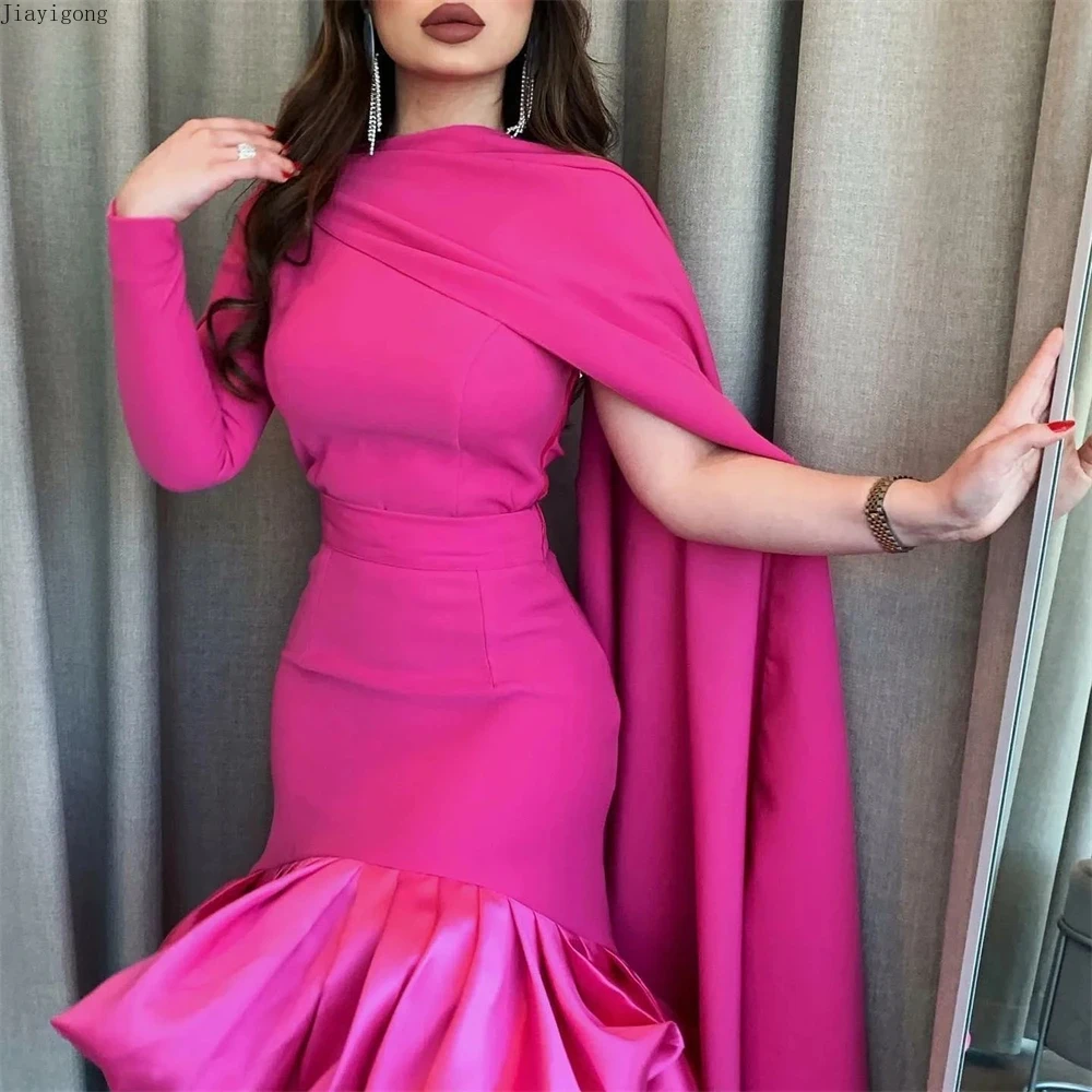 

One Shoulder Prom Dress Red Shawl Long Elegant Evening Gown Formal Occasion New Party Dresses for Women Saudi Arabia New