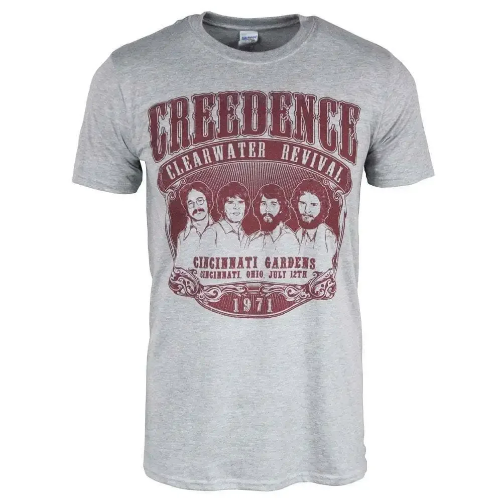 T-Shirt Da Uomo Retrò Creedence 596 Revival 1971 Rock Grey Ccr Novità