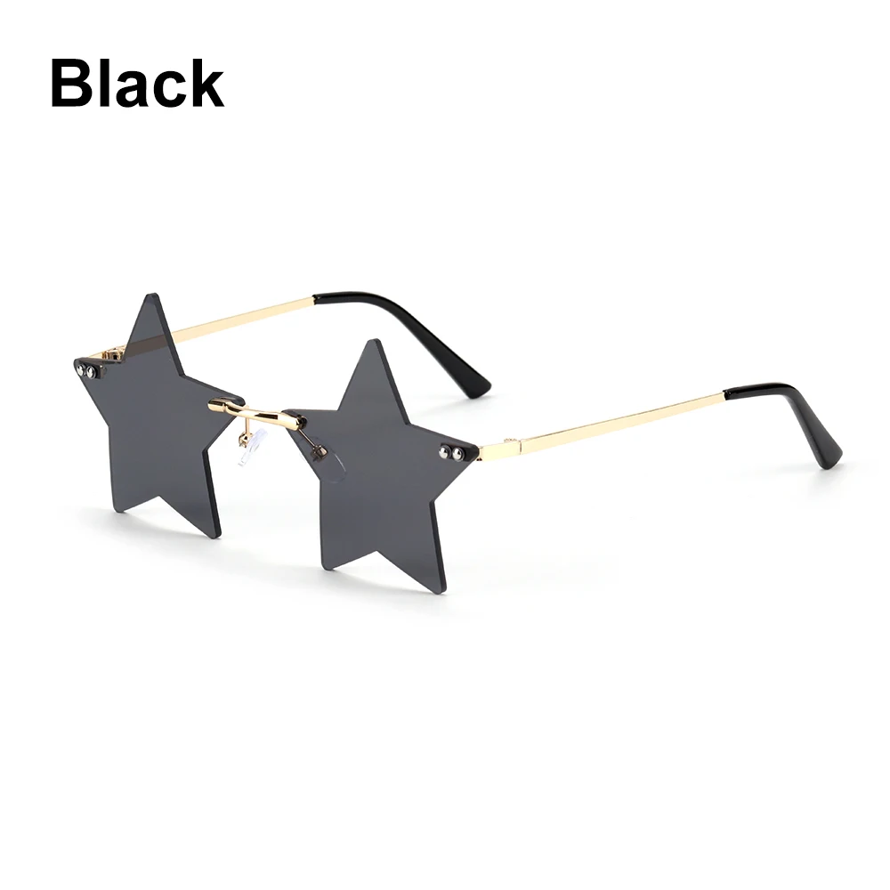 Occhiali Da Sole A Forma Di Stella Senza Montatura – Modello Pentacolo Unisex, Colore Viola Scuro/rosa/blu - 2