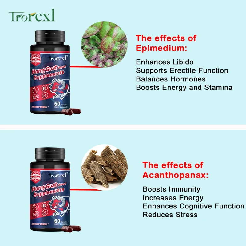 Horny Goat Weed Capsules Organic Pure 60 Capsules Non-GMO