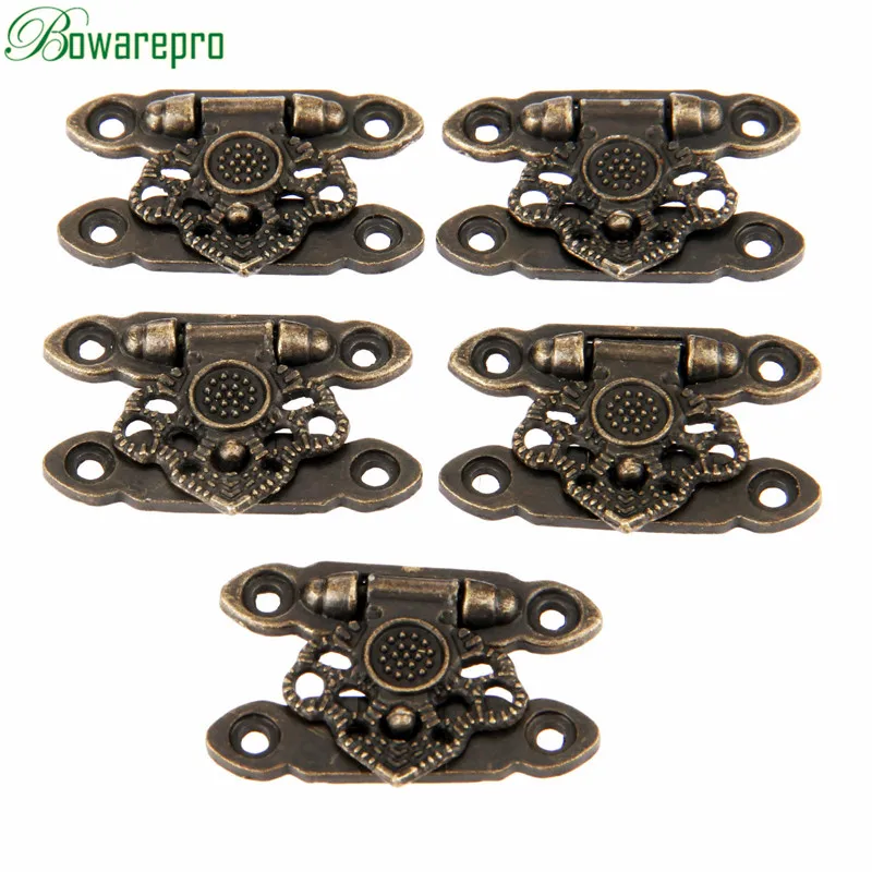 5Pcs Antique Bronze Zinc Alloy Latch Hardware Decorative Jewelry Gifts Wooden Box Suitcase Hasp Latch Hook with Screws 37*25MM