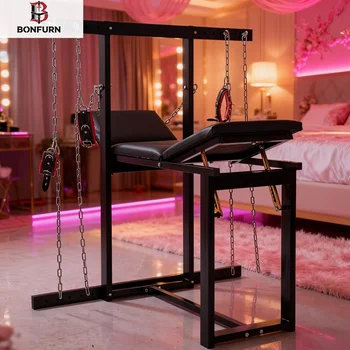 BDSM Sedia per il sesso Mobili Bondage Set Coppie Equitazione Sedia per il sesso Manette Restrizioni alla caviglia Strumento di punizione Formazione SM Schiavo Eroti