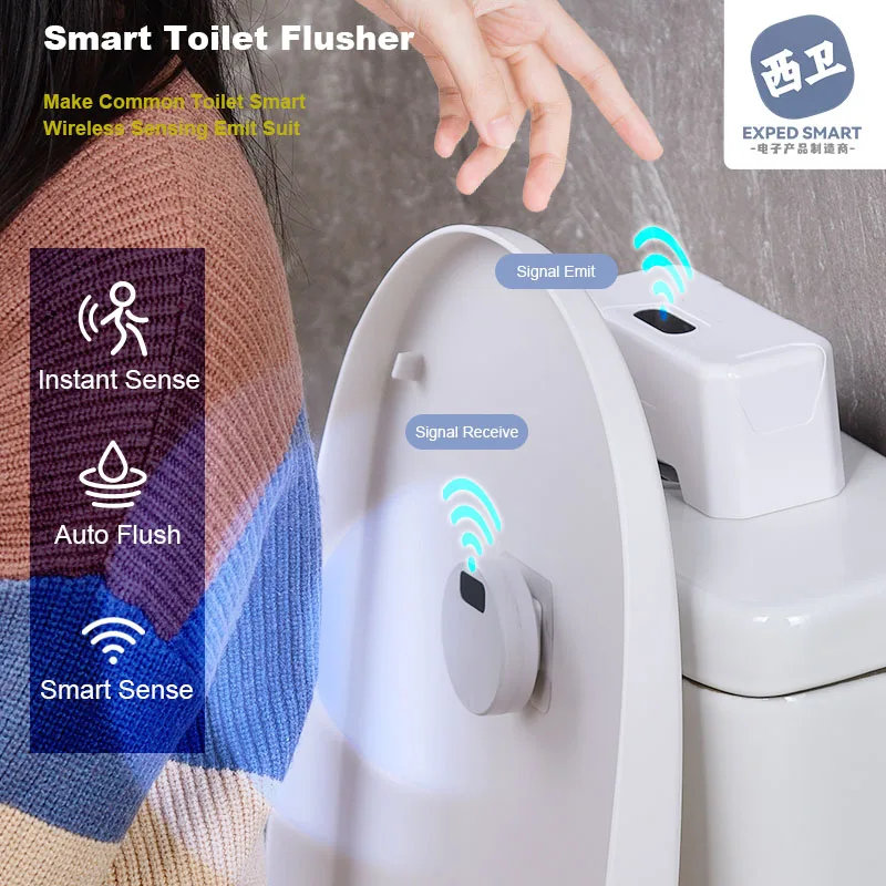 Smart Toilet Sensor Flusher Device Bathroom Touch-free Water Tank Automatic Induction Flushing Presser Toilet Pushbutton