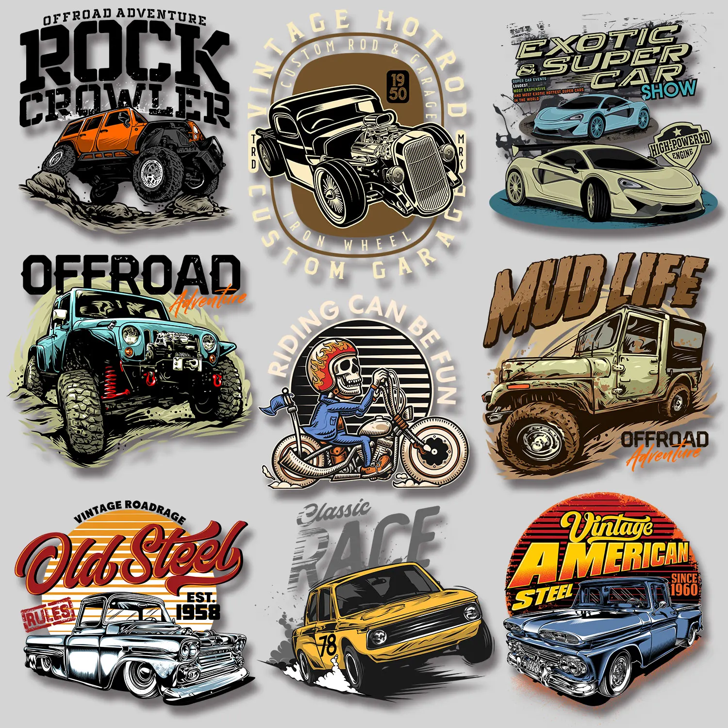 Super Cool Off-road Sports Car Clothes for Men Iron-on Transfers Cheap Easy to Use  DIY Decoration