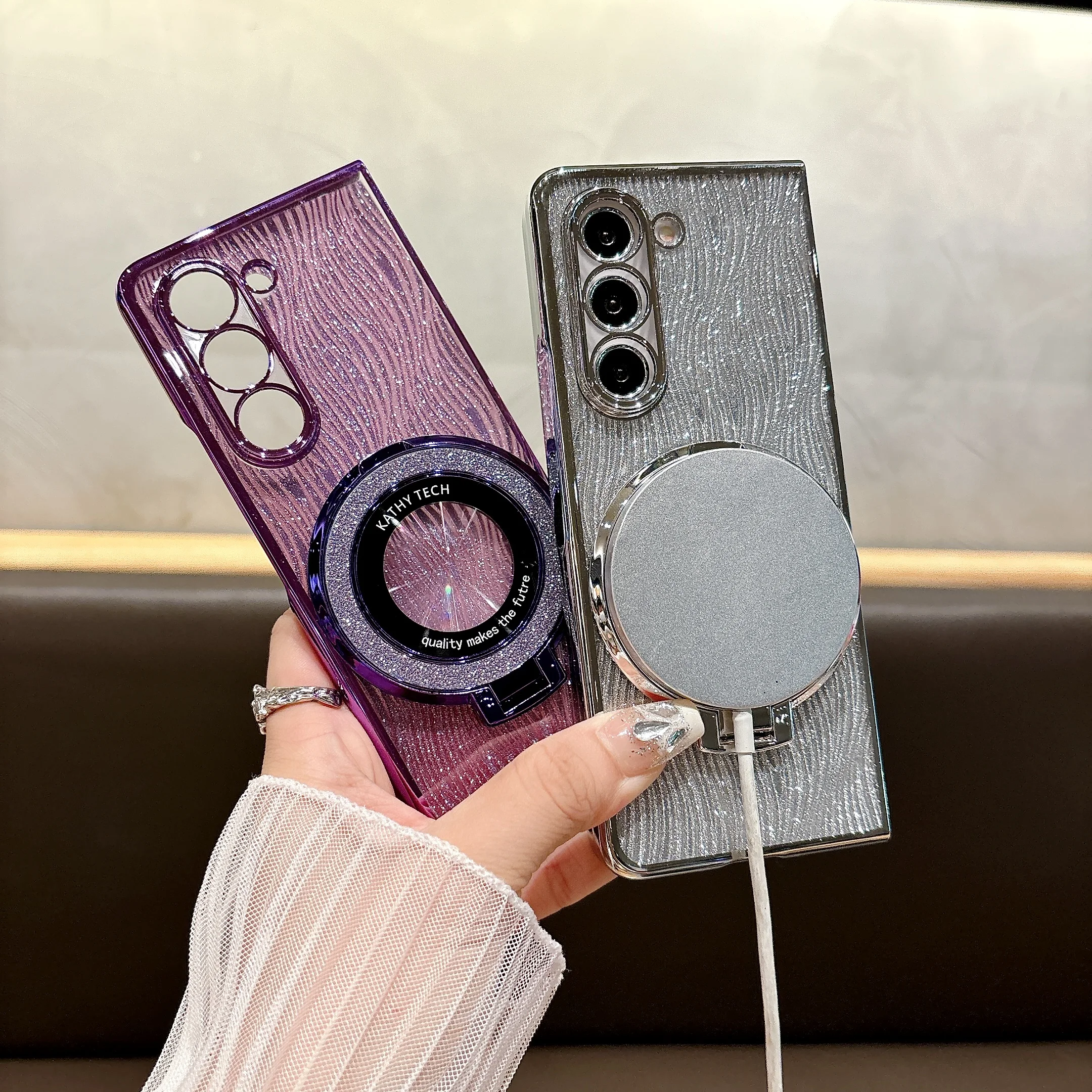 Luxury Ring Electroplate Sparkling Magnetic Shockproof Phone Case