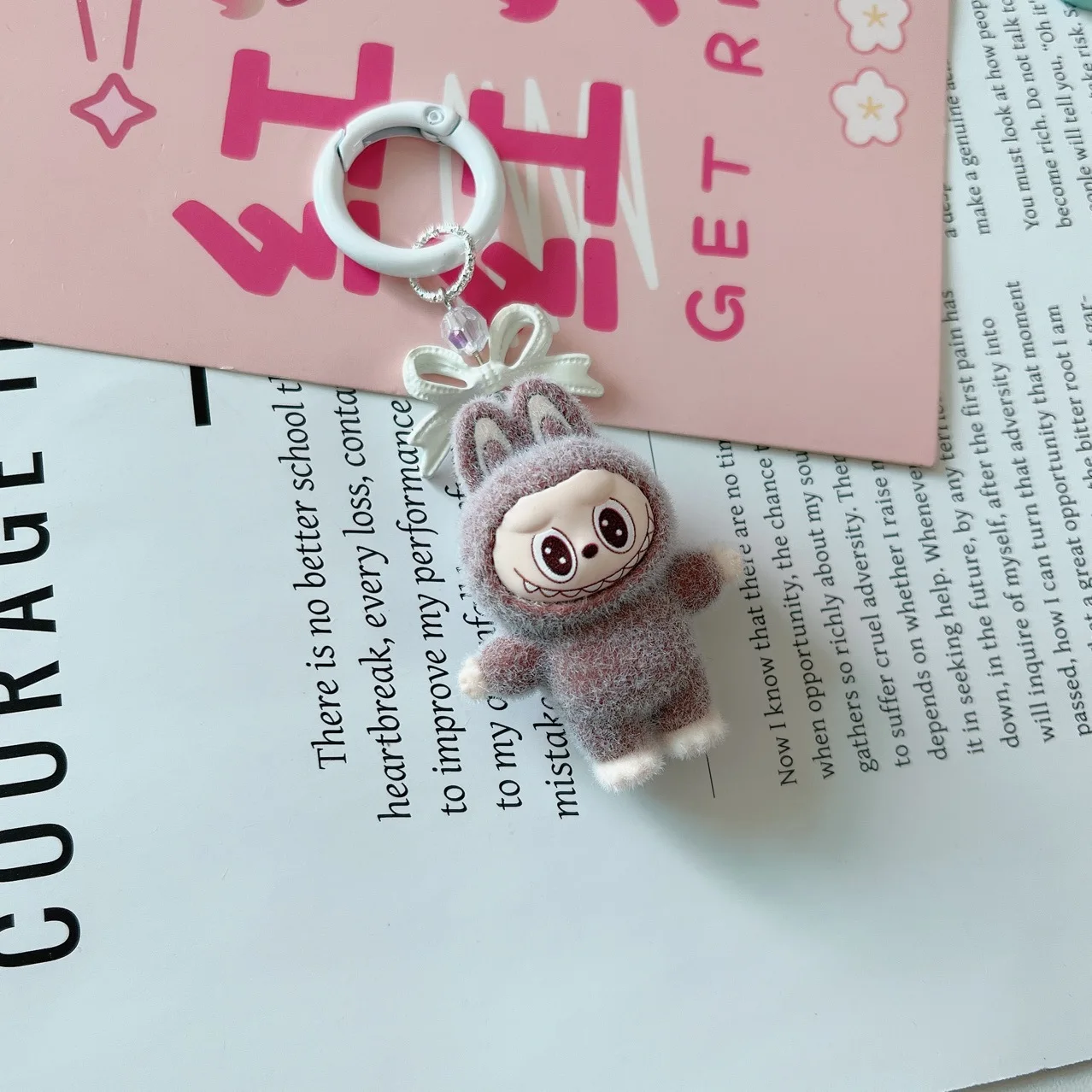 Labubu Keychain Doll Couple Keyring Kawaii Cartoon Creative Bowknot Mobile Phone Bag Pendant Charms Backpack Decoration Gifts plush keychain key chain bunny keychain balloon dog keychain backpack decoration plush doll plush toy
