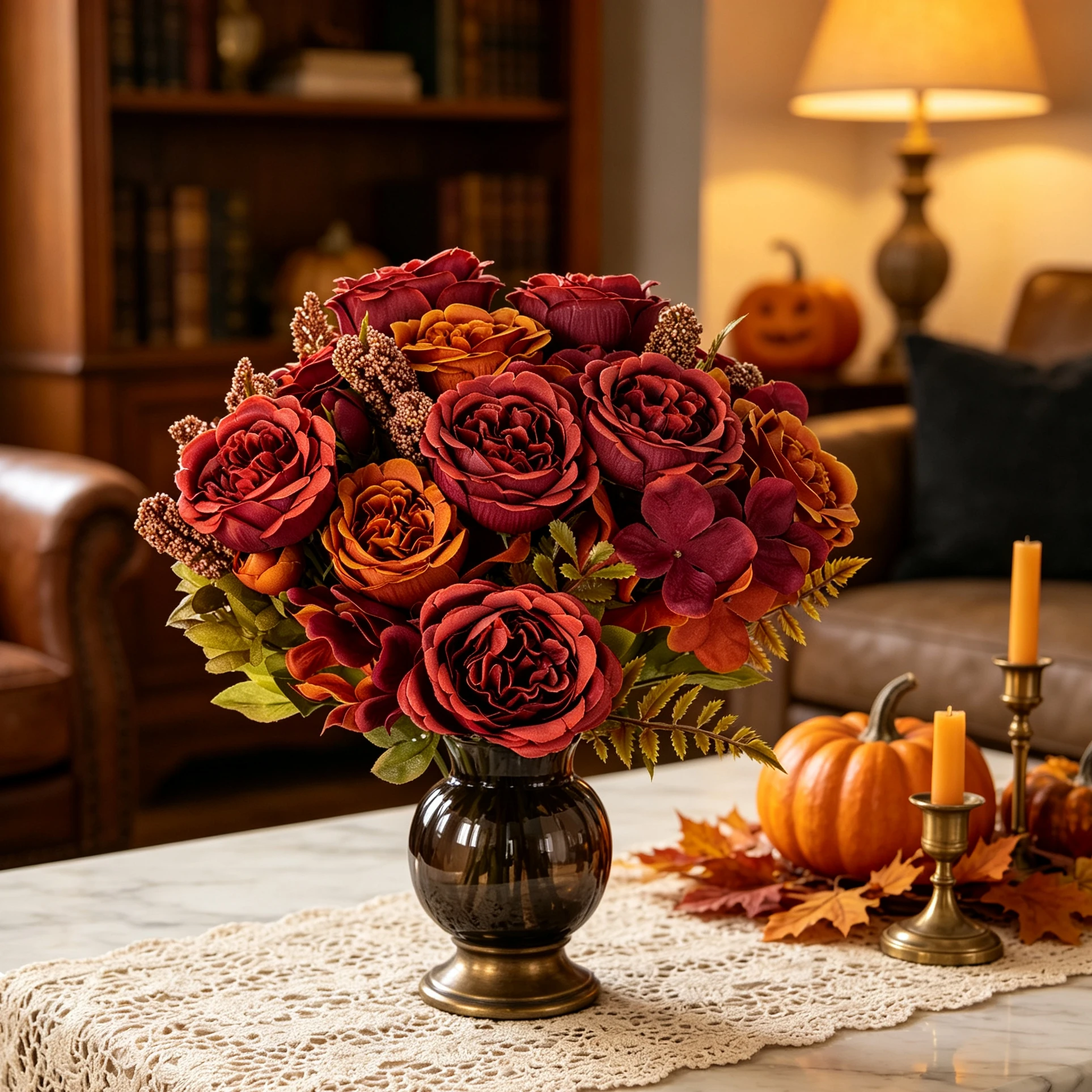 3 Stück Künstliche Blumen für Festivals, Hochzeiten, Garten, Rosen, Pfingstrosen, Brautstrauß, Vase, Raumdekoration, Herbst, Halloween, Seidenhortensien
