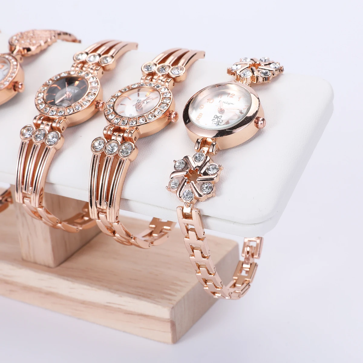 1pc Holz Basis T-Förmigen PU Leder/Samt Armband Display Rack Armreif Uhr Haarband Schmuck Lagerung Ständer halter Organizer – Detail 23