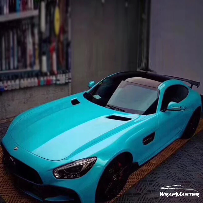 

WRAPMASTER 5*59ft Premium Super Glossy Metallic Sea Blue Car Vinyl Wrap Auto Vinyl Wrap Exterior accessories