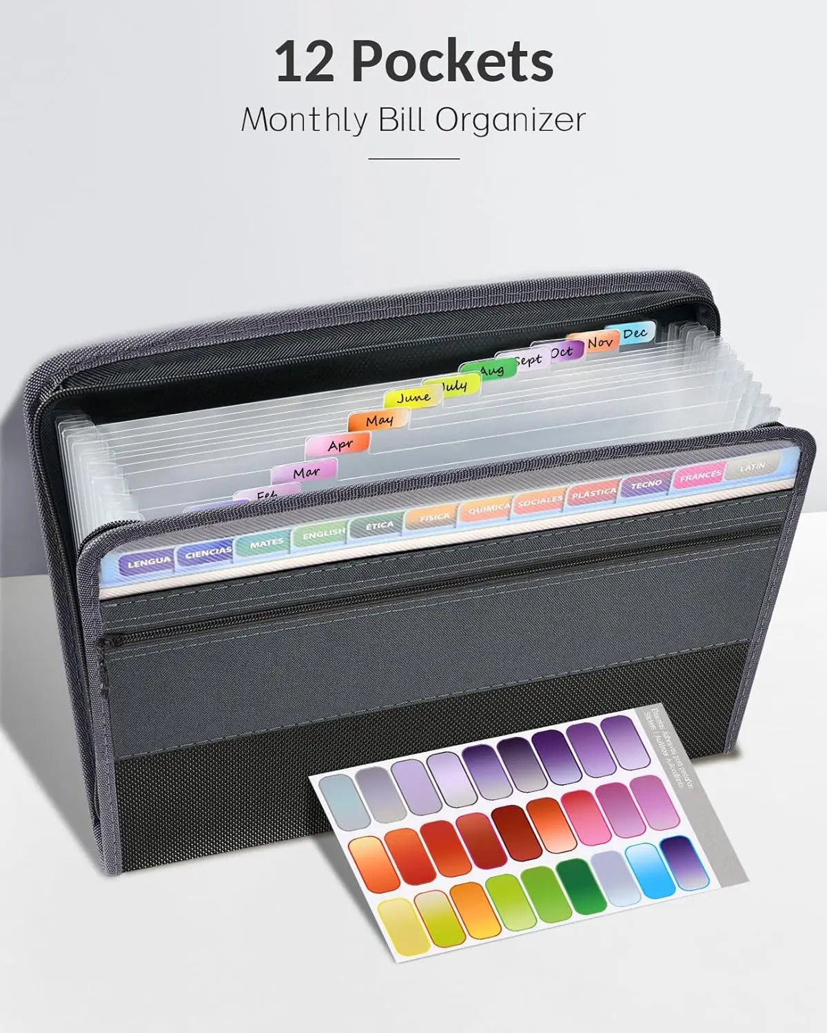 Kobest Expanding File Organizer 13 Pocket Accordion A4 Document Ziper Folder Bag File Folder File Bag