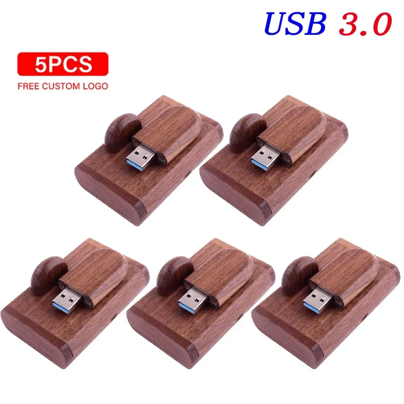 Wooden Gift Box USB 3.0 Flash Drive 64G 5PCS