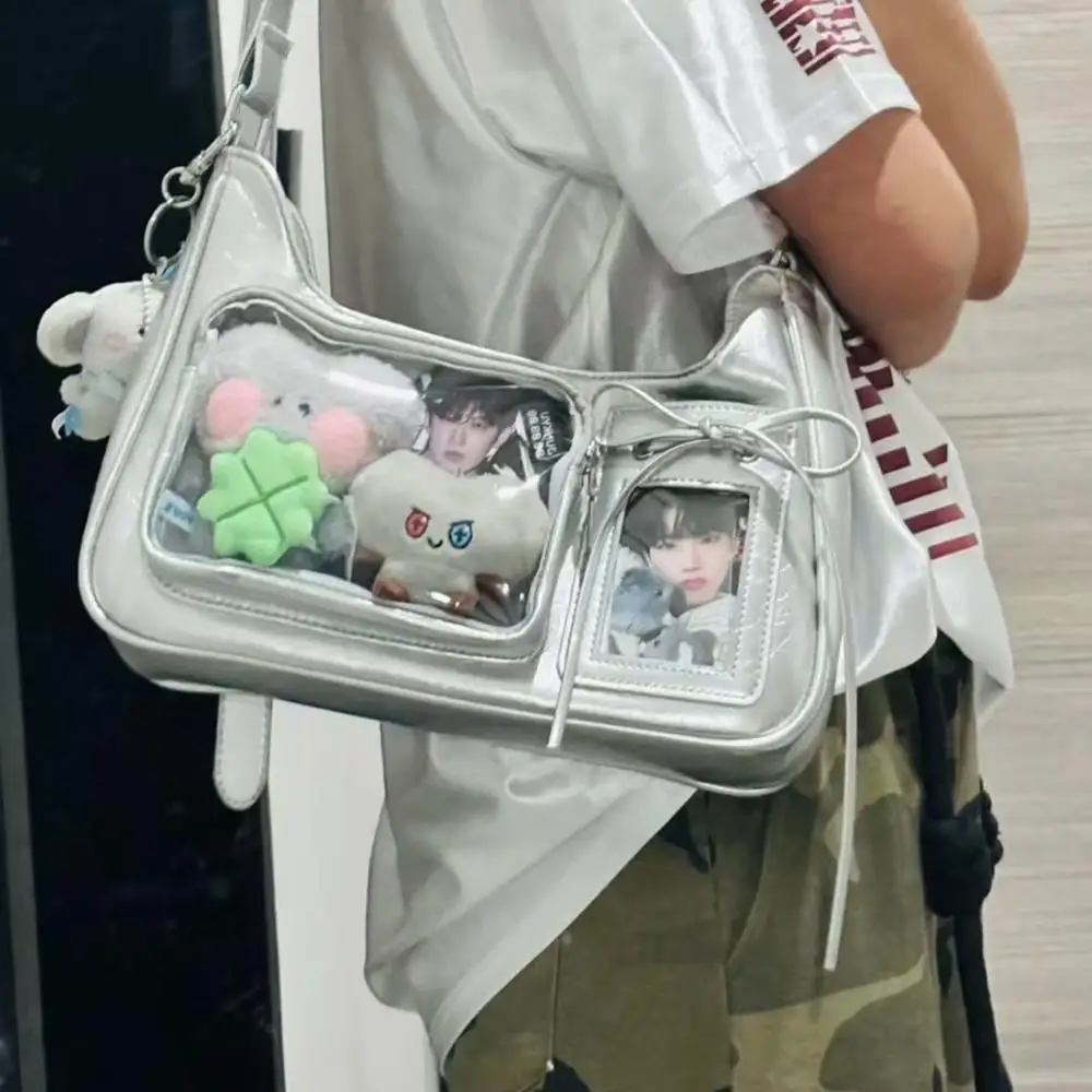 Y2k Korean Transparent Ita Bag Girls Sweet Lolita Jk Handbag Fashion School Crossbody Bag Harajuku Anime Badge Display Tote Bag 2