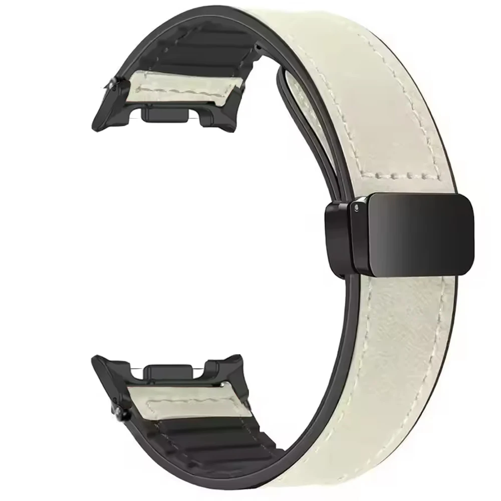 Premium Leather and Silicone Watch Strap - Elegant Wristband Bracelet