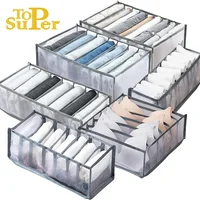 Clothes Organizer Jeans Pants Storage Box Wardrobe Drawer Organizer For Underwear Bra Ties T-Shirt Socks Organization System 1