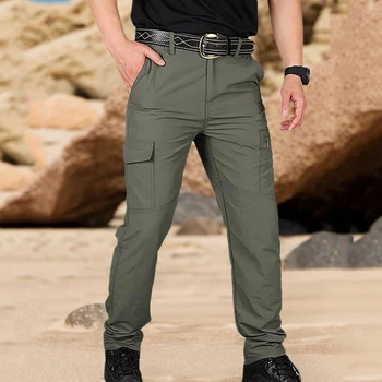 2025 Summer Tactical Pants Mens Quick Dry Thin Trousers Lightweight Casual Waterproof Pants Outdoor Workout Breathable Long Pant