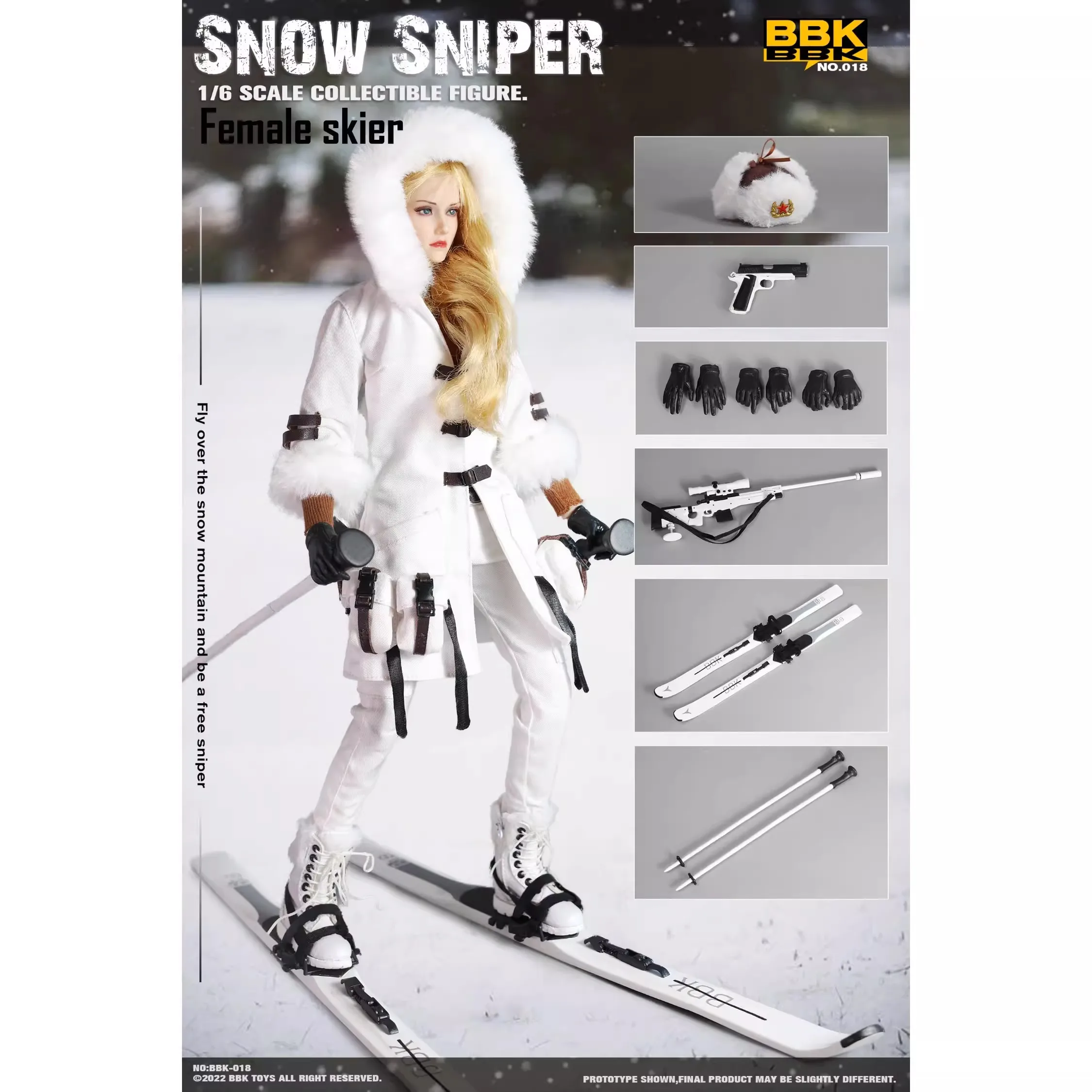 1/6 女性スキーヤースナイパーフィギュア（BBK018） BBK 1/6 女性スナイパー BBK018 Female Skier Snow Sniper