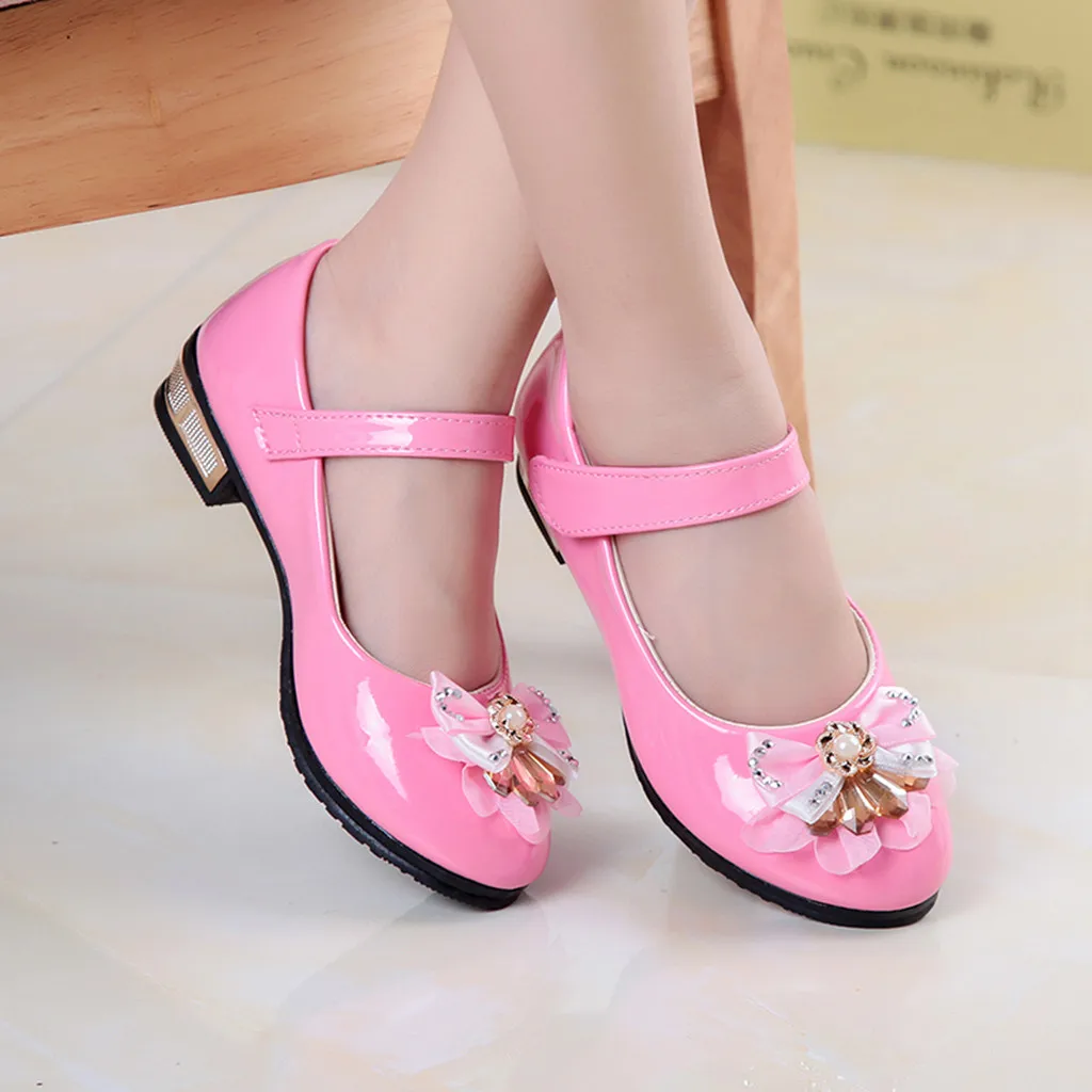 Girls Cute Sequins Bow Sandals Princess Shoes Solid Colour Fashion Glossy Sandals Single Shoes Comfort Breathable Casual