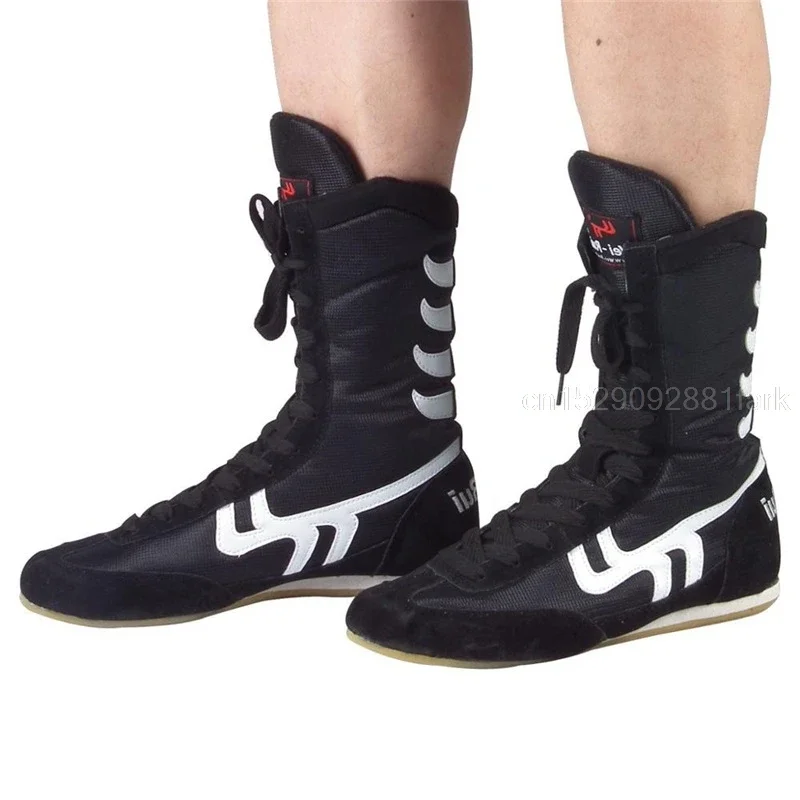 Unisex Authentic Wrestling Shoes Cow Muscle Outsole Training Shoes Lightweight Lace Up Boots Sneakers Non-slip Boxing