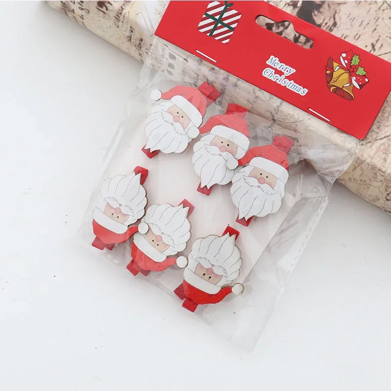 thumbnail image 1 of Pinzas de madera para árbol de Navidad, pinzas para fotos, pinzas para la ropa, pinzas para manualidades, pinzas para colgar, Papá Noel, oso, muñeco de nieve, alce, 1 of 5