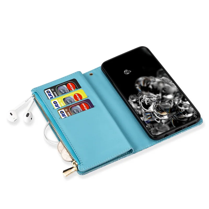 Étui Portefeuille En Cuir Bleu Pour Redmi 10C - Coque De Protection Élégante - Neuf