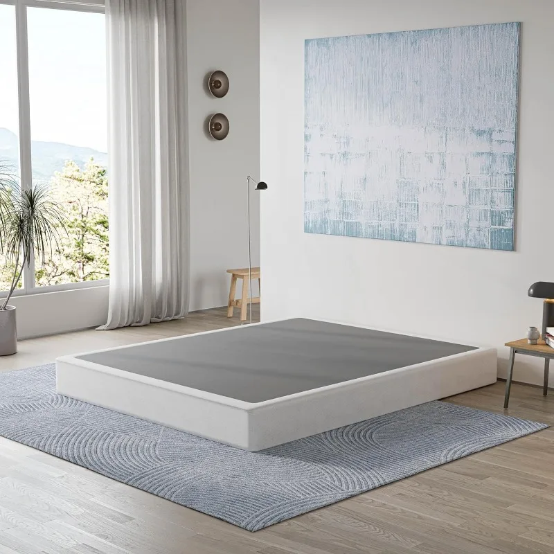 Queen Box Spring Low Profile Heavy Duty Metal Frame Mattress Foundation for Queen Size Bed, Quiet Noise-Free,Easy 3