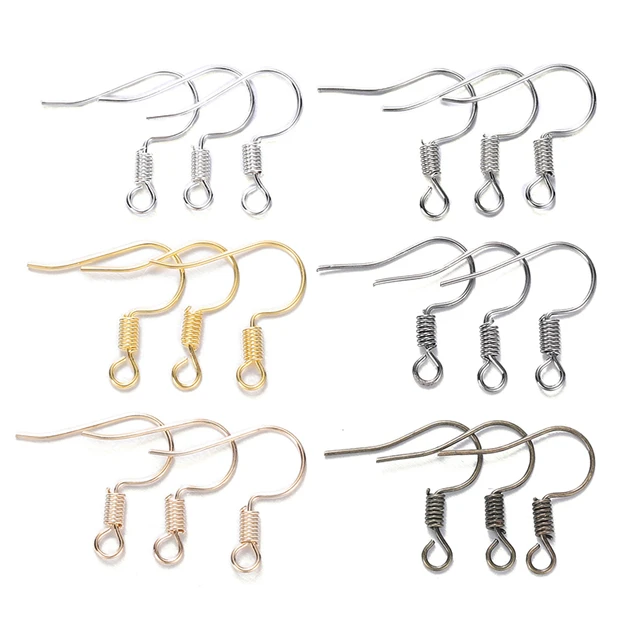 20-50pcs Gold Stainless Steel Hypoallergenic Earring Hooks Fish Earwire  Earrings Clasps Earring Wires For Jewelry