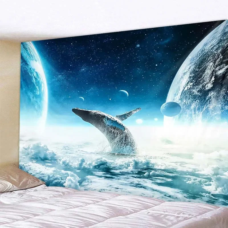 

Fantasy starry sky landscape tapestry boho style living room bedroom wall decoration psychedelic aesthetics room decoration