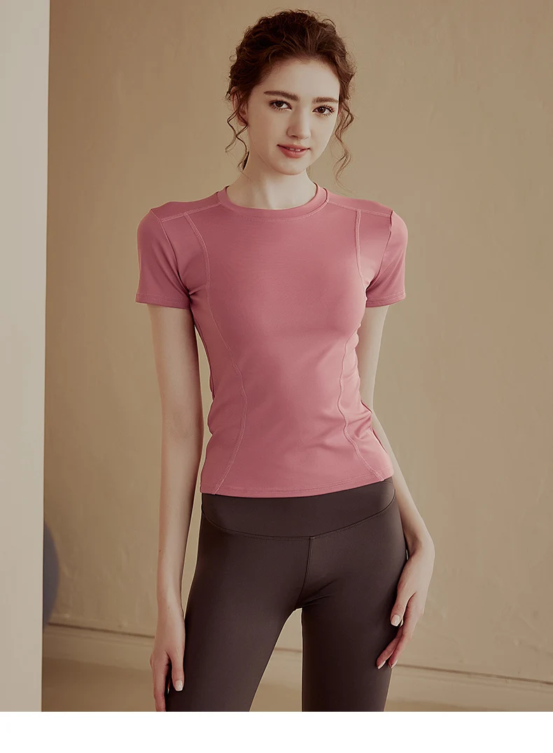 Sports T Shirt GymHUB Sports Short Sleeved Yoga Quick Drying Running Slimming Waist Tightening Fitness Top Training T-shirt