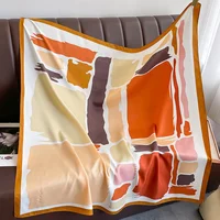 90*90cm Luxury Brand Silk Square Scarf Hijab Women Bandana Soft Scarves Neckerchief Ladies Hair Shawl Wrap Headband 6