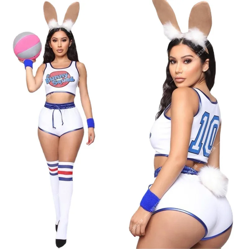 

European and American women's Halloween aerial slam dunk cosplay cheerleading basketball suit tank top shorts two-piece set for