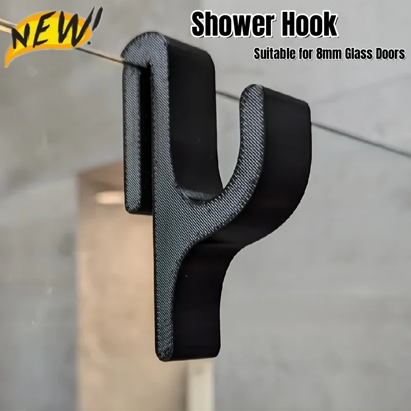 Simtive Ganci Per Porta Doccia In Vetro: Set Da 2, Senza Fori, In Acciaio Inox Nero - 2