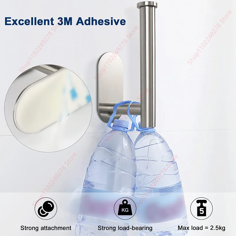 Hanging Paper Roll Towel Holder Stainless Steel Adhesive Wall Mount Bathroom Toilet Storage Stand Kitchen Organizer Napkin Rack paper towel holder,toilet paper holder,toilet paper rack,toilet roll holder,paper towel rack,tissue holder