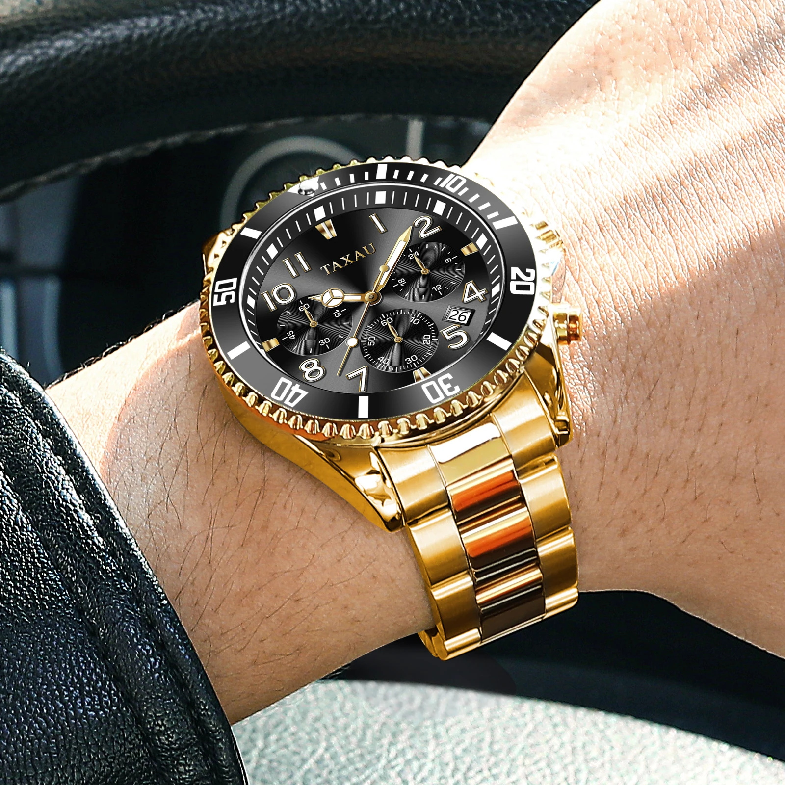 Taxau Luxus uhr für Herren Mode wasserdichte Edelstahl Herren