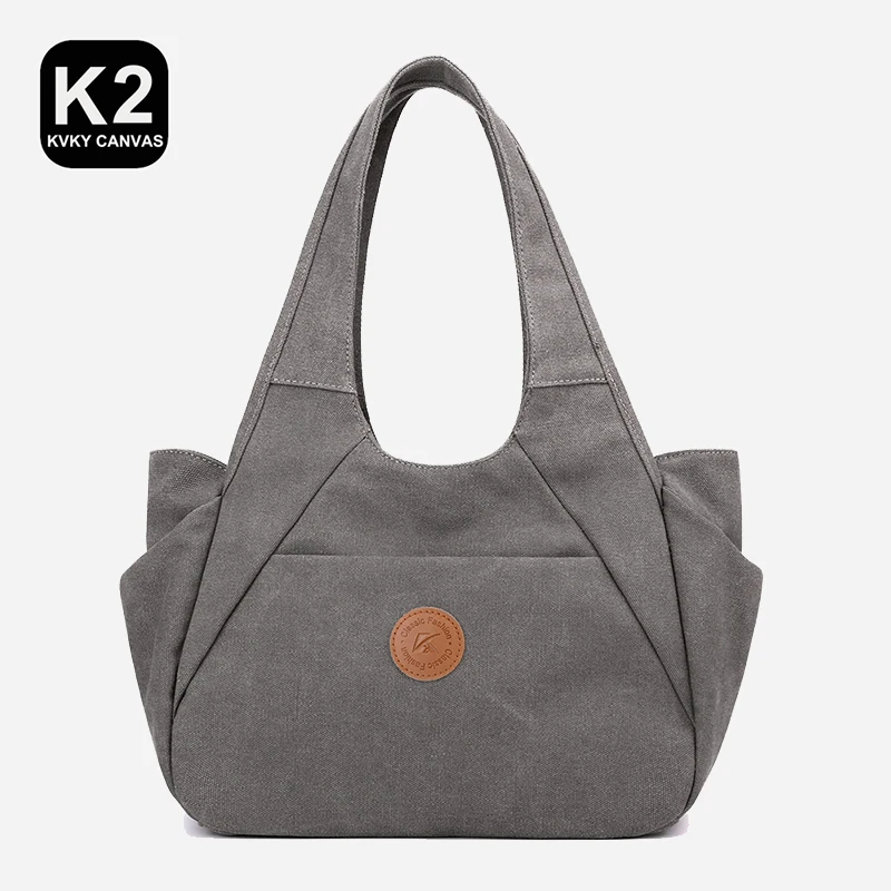 

KVKY Fashion Canvas Women's Bag Simple Casual Small Shoulder Bag for Lady Outgoing Solid Female Bags Light Weight Canvas Handbag