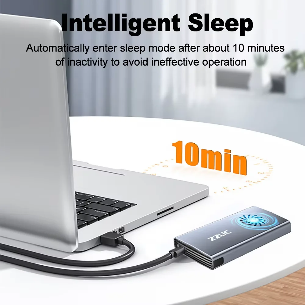 20Gbps SSD M2 NVME SATA Enclosure USBC 3.1 Dual Protocol M.2 External Hard Drive Case With Cooling Fan Support M Key/B+M Key